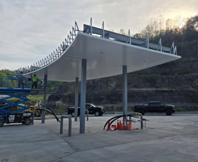 Construction of a canopy for a vehicle charging station