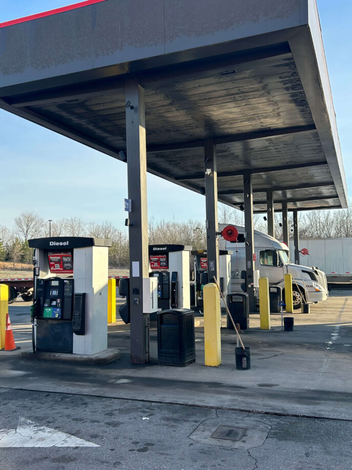 Truck stop pumps