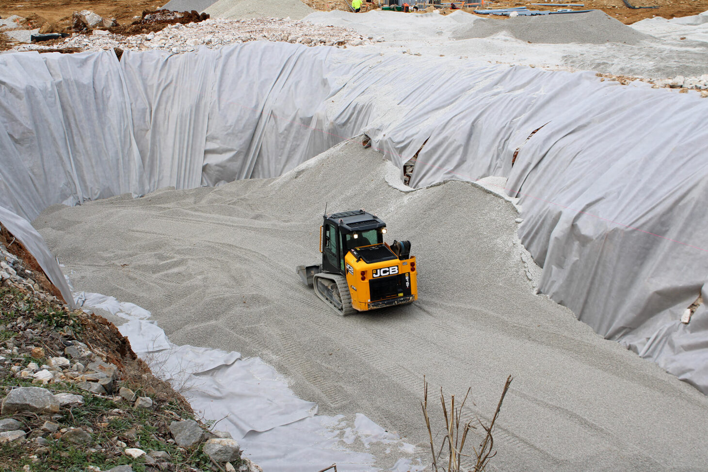 Ground is filled with materials at project