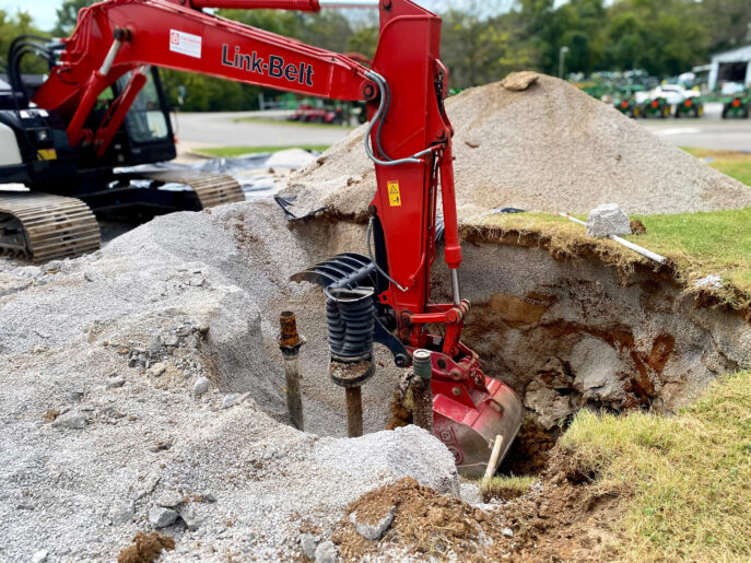 Ground is being dug out as part of on-site project