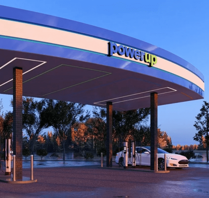 Rendering of EV canopy build for PowerUp America